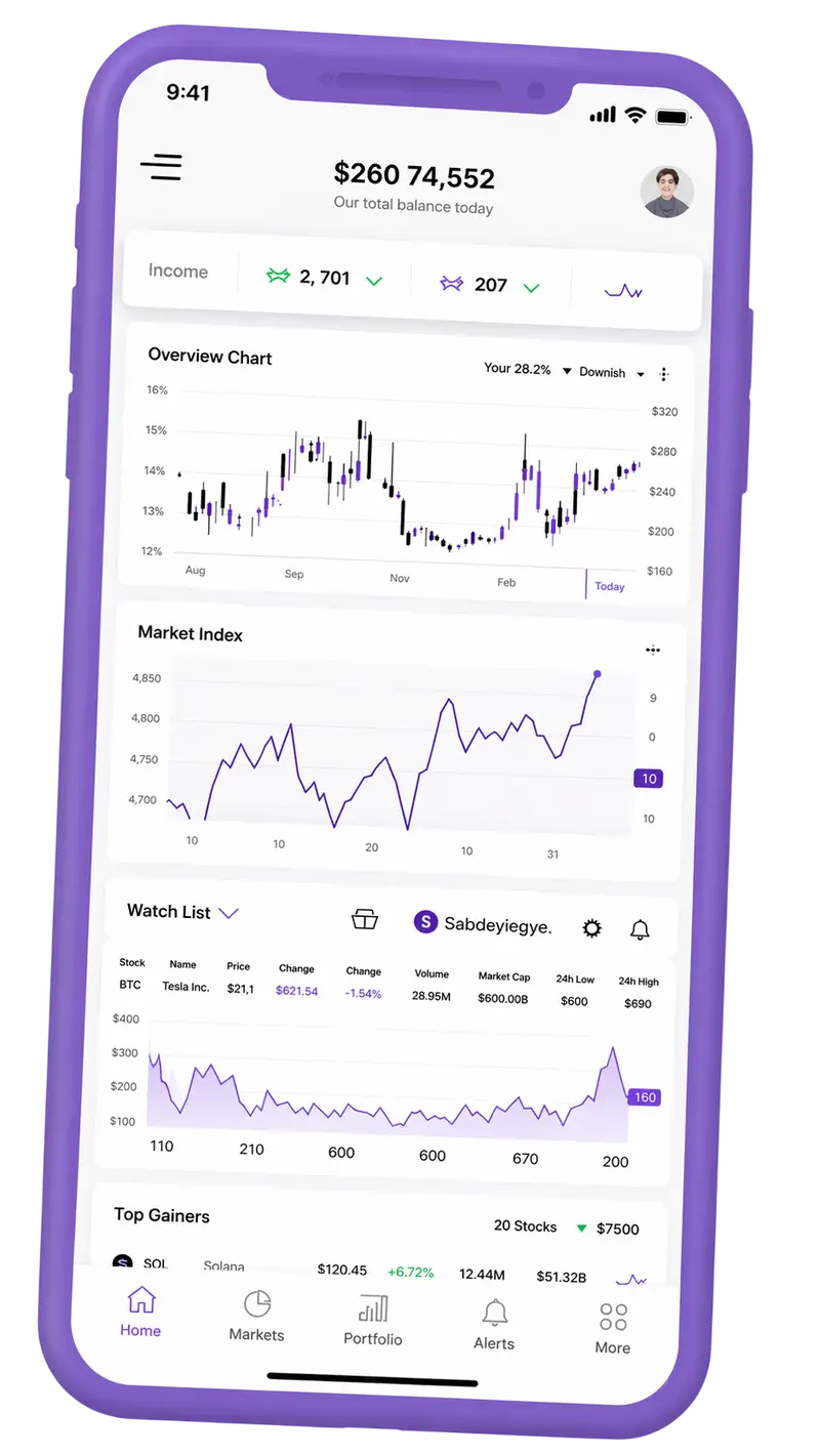 Mobiele app voor overzicht van je portfolio
